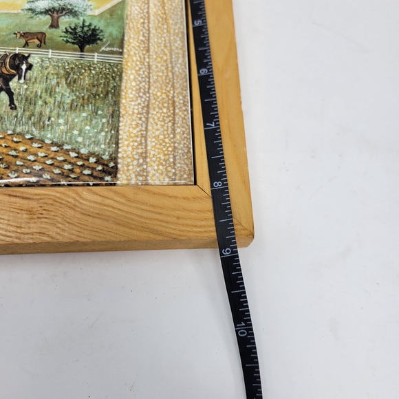 Lowell Herrero Tile Trivet Hanging Wall Decor Framed Country Farm Horse Car 1982 - Picture 6 of 6
